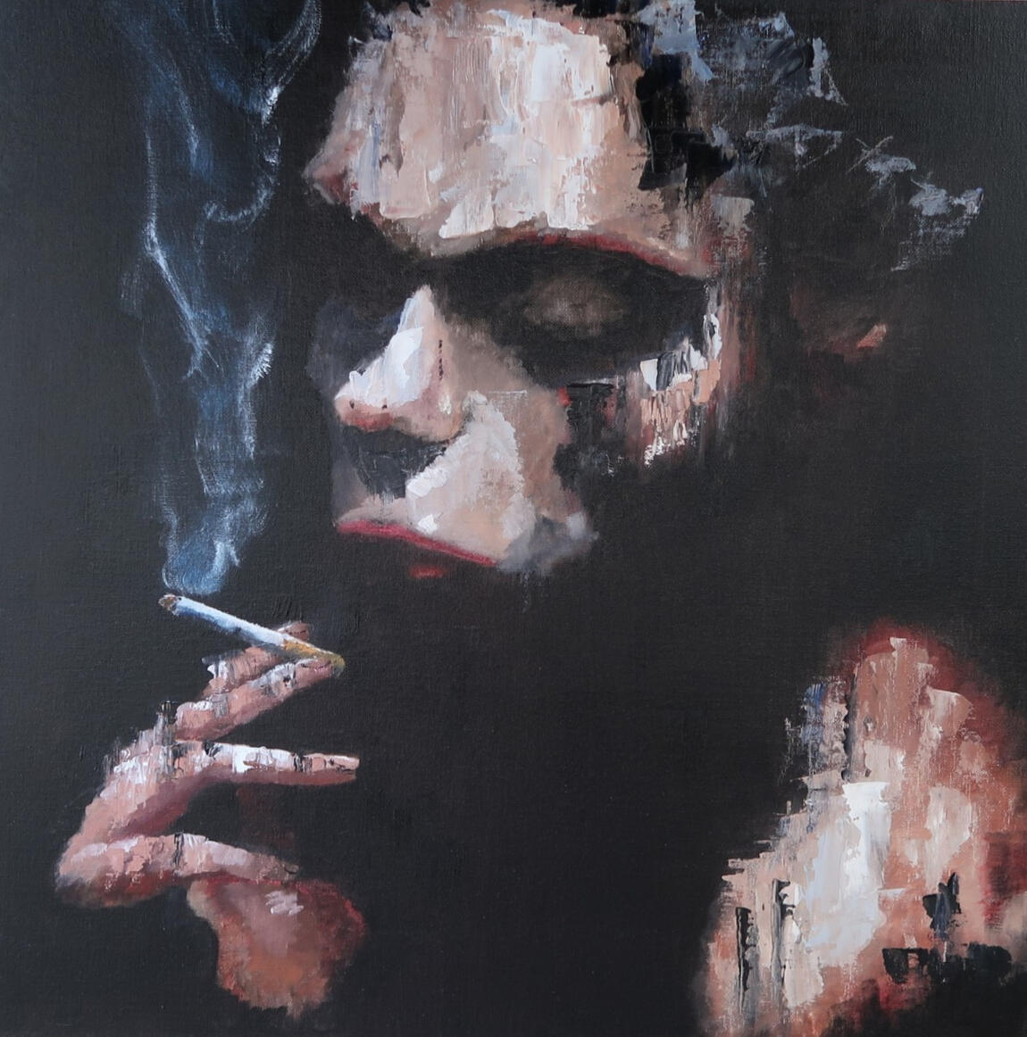 Smoking Monkey - 30cm x 30cm - £35